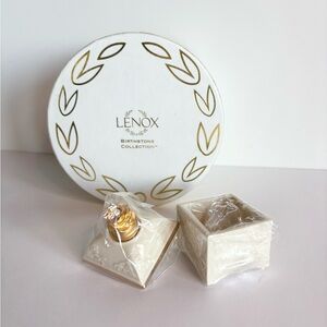 Lenox June Birthstone Collection Ring Trinket Box Gold Rose with Pearl